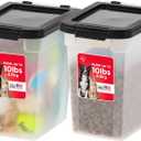IRIS USA Airtight Dog Food Storage Container, Up to 10 lbs Each, 2 Pack, for Dog Cat Bird and Other Pet Food Storage Bin, Keep Fresh, Translucent Body, BPA Free, Clear/Black