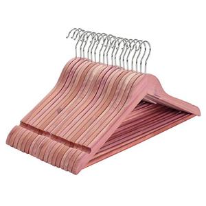 TOPIA HANGER American Red Cedar Wooden Hangers 18 Pack, Clothes Hangers for Closet, Wood Suit Hangers with Smooth Cut Notches, 360°Flexible Hook, Non-Slip Pants Bar(Natural)- CT22C