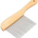 Ryan's Pet Supplies Paw Brothers Poodle Comb Brush for Dogs, Professional Grade, Wooden Ergonomic Handle, Stainless Steel Teeth, Dematting Comb for Dogs, Extra Long Teeth