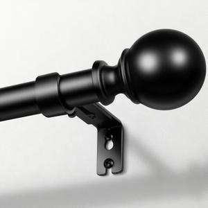 Zeerobee Curtain Rods for Windows 66 to 120, 1 Inch Adjustable Heavy Duty Black Curtain Rod, Outdoor Indoor Room Divider Modern Drapery Pole, 66-120"