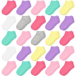 25 Pairs Toddler Girls Ankle Socks - Soft Low Cut for Kids Aged 1-14