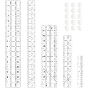 Sewing Ruler,5 Piece Quilting Rulers,3 x17 Inch,1.5 x17 Inch,3 x12 Inch,1.5 x10 Inch,1 x6 Inch,Acrylic Ruler,Cutting Ruler with Non-Slip Rings (Black and White)