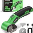 Cardboard Cutter, Rechargeable Cordless Electric Scissors, 4V Upgrade Motor Electric Box Cutter with 2 Blades, Safety Lock & LED Light, Powerful Cutting for Cardboard Box, Plastic, Leather (Green)