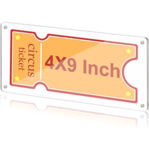 Acrylic Ticket Stub Display 4x9 Inch Clear Ticket Stub Holder Ticket Stub Organizer Ticket Stub Frame Ticket Protector Double Sided for Collectors Display Protect Movie Concert Play Show Ticket (1)