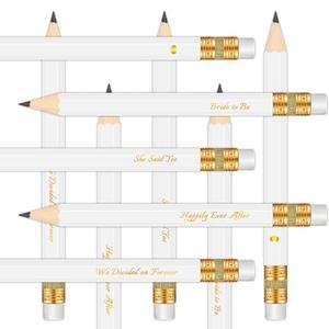 Vusnud Pack of 50-4'' Bridal Shower Pencils, Pre-sharpened Half Pencils for Bridal Shower Party Games