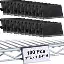 Elsjoy 100 Pack Wire Shelf Label Holders, Compatible with Metro 1-1/4" Shelves, Plastic Wire Rack Price Tag Clips, Black