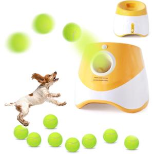 Jovani Automatic Dog Ball Launcher - Distance 10-30ft, Including 9 Tennis Balls (2inch), Keep Dog Happy, Orange