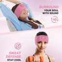 MUSICOZY Sleep Headphones Headband Bluetooth 5.4 Wireless Headband Headphones for Sleeping for Side Sleeper with Ultra-Thin HD Stero Speaker for Workout(Pink)