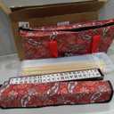 American Mahjong Game Set, 166 White Tiles, 4 All-in-One Color Rack/Pushers, Complete Mahjong Tile Set Red Printed Carrying Bag, 21 inches x 10 inches x 4 inches