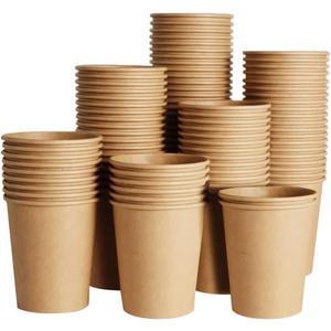SIUQ 400 Pack 8 oz Kraft Paper Cups, Unbleached Disposable Paper Coffee Cups, Thickened Hot/Cold Beverage Drinking Cup for Party, Home, Cafes, Bistros, Businesses (Brown)