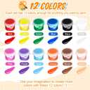 Fulmoon 48 Set Mini Acrylic Paint Set for Kids 12 Colors/8 Colors Adults Washable Mini Painting Kit Arts Crafts Party Favors Filled Brushes Palettes Bulk for Classroom Home Supplies (Vivid Color)