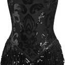 Sequin Fringe Bodysuit for Women Sparkly Tassel Romper Latin Jazz Dance Leotard Trapeze Acrobat Costume Rave Outfits, 18