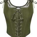 Scarlet Darkness Renaissance Corset Tops for Women Vintage Lace Up Overbust Bustier Bodice Green 6