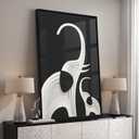 Large Framed Modern Black and White Wall Art, Contemporary Animal Elephant Artwork Prints, Minimalist Black White Pictures for Living Room Bedroom Dining Hallway Lounge Office Wall Decor 24x36 In