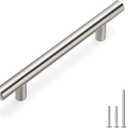 homdiy 96mm Cabinet Handles Drawer Pulls - HD201SN Cabinet Hardware Brushed Nickel Cabinet Pulls 5 Pack Modern Cupboard Handles for Kitchen Cabinets (3-3/4in hole centers)