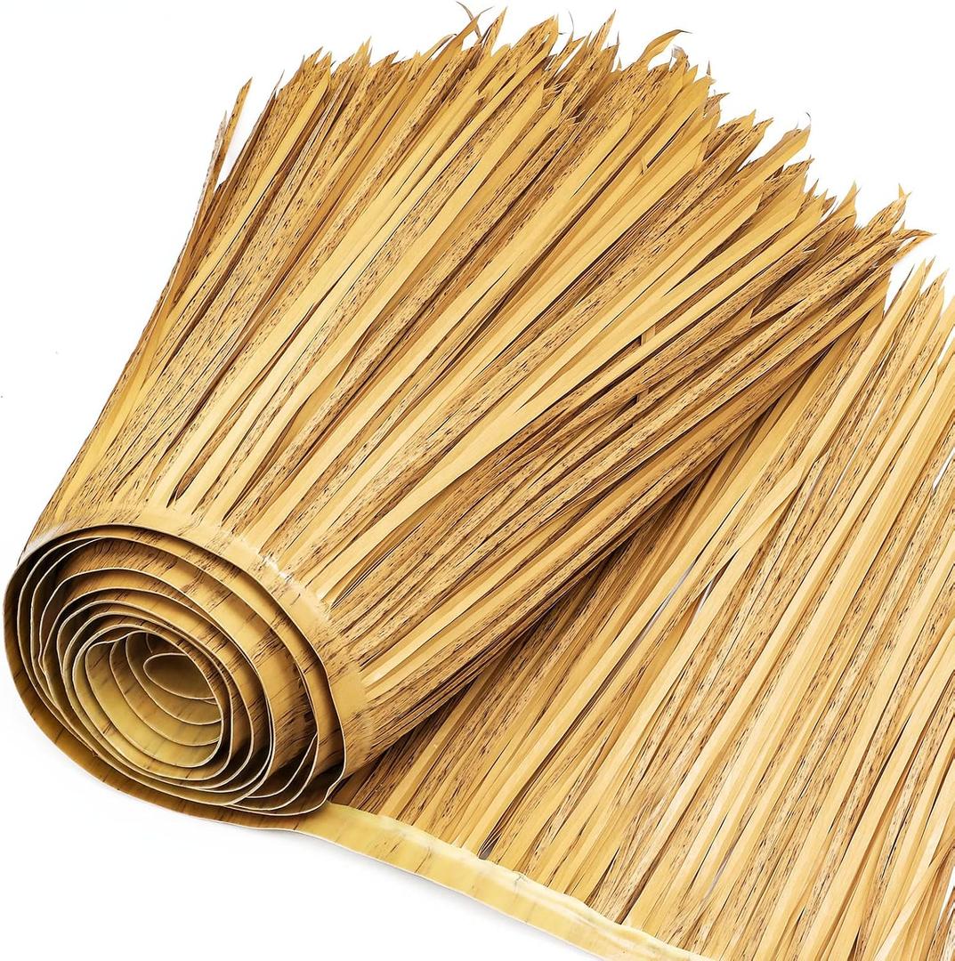 Berlune 16.5ft x 20in Thatch Roofing Mexican Tiki Hut Grass Skirting Roof Artificial Palm Thatch Rolls Tiki Bar Hut Duck Blind Grass Palapa Roofing for Garden Patio Umbrella Fence Party Decoration