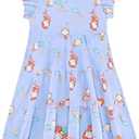 BliBliTaTa Girls' Casual Dress,Soft Comfort Cotton Tagless Kids Short Sleeve,Breathable Tiered Ruffle Swing A-Line Midi Teen Sundress Ages 2 3 4 5 6 7 8 9 10 12 13 Mermaid Bubbles Blue Size 8-9y