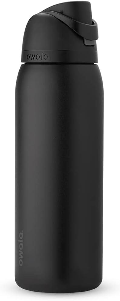 Owala FreeSip Insulated Stainless Steel Water Bottle with Straw, BPAFree Sports Water Bottle, Great for Travel, 40 Oz, Very, Very Dark