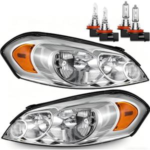 Headlights Assembly W/Bulbs for 2006-2013 Chevy Impala for 14-16 Chevy Impala Limited, 06-07 Chevy Monte Carlo, Driver and Passenger Side