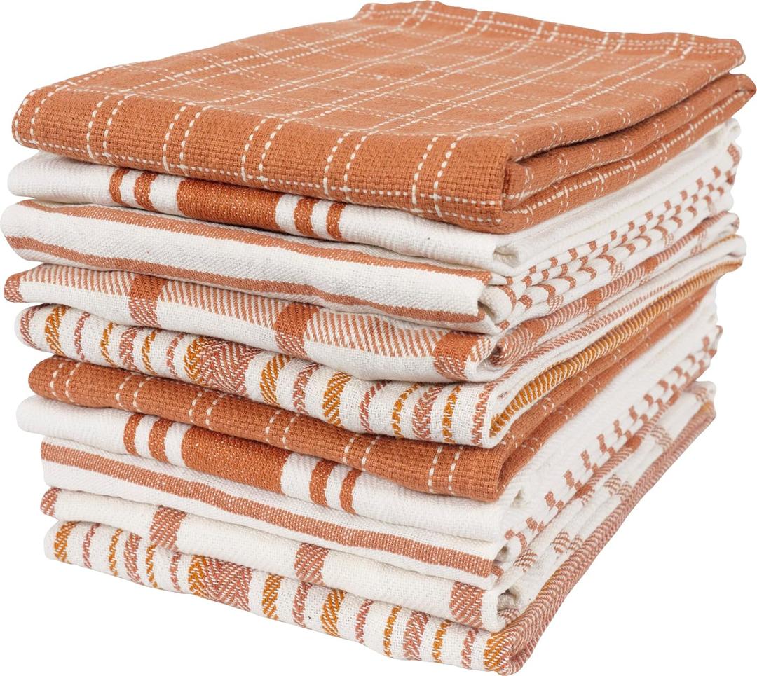 KAF Home Assorted Flat Kitchen Towels - Set of 10, 18 x 28 Inch (Orange)