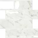 STICKGOO 10-Sheet Subway Tile Peel and Stick Backsplash, Self Adhesive Vinyl Wall Tiles, Stick on Backsplash for Kitchen and Bathroom(Thicker Design) (Carrara Marble)