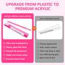 Clear Acrylic Mahjong Racks with Pushers - 17.5" Scalloped Clear Mahjong Tile Holders Set of 4, Premium All-in-One Magnetic Pusher Racks for American Mahjong, Durable Acrylic (Not Plastic) (PINK)