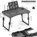Lap Desk for Bed Adjustable Height, Foldable Bed Table with Storage Drawer, Tablet Slot & Cup Holder, Portable Laptop Stand for Bed & Sofa, Bed Desk for Adults & Kids, Deep Stone Color