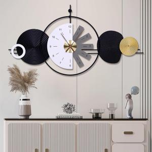 Large Wall Clock for Living Room Modern Light Luxury Stylish Design Clocks Silent Non Ticking Battery Operated Geometric Dial Clock for Bedroom, Office,Kitchen 47X24.4inch