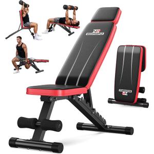 Nicepeople Adjustable Weight Bench up to 6.5'', Dual-Support & ASTM-Certified Workout Bench & 10 Backrests for Chest Shoulders Arms for Home Gym, 660LBS Capacity but Compact and Foldable Strength Bench Apartment Room, 29.3 inches