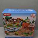 Wooden Train Set 175-Piece for Toddlers Kids Ages 3-8, Double-Sided Expandable Train Track with Puzzles & Magnetic Fishing Toys Compatible with Major Brands, STEM Railway Playset Gifts for Boys Girls