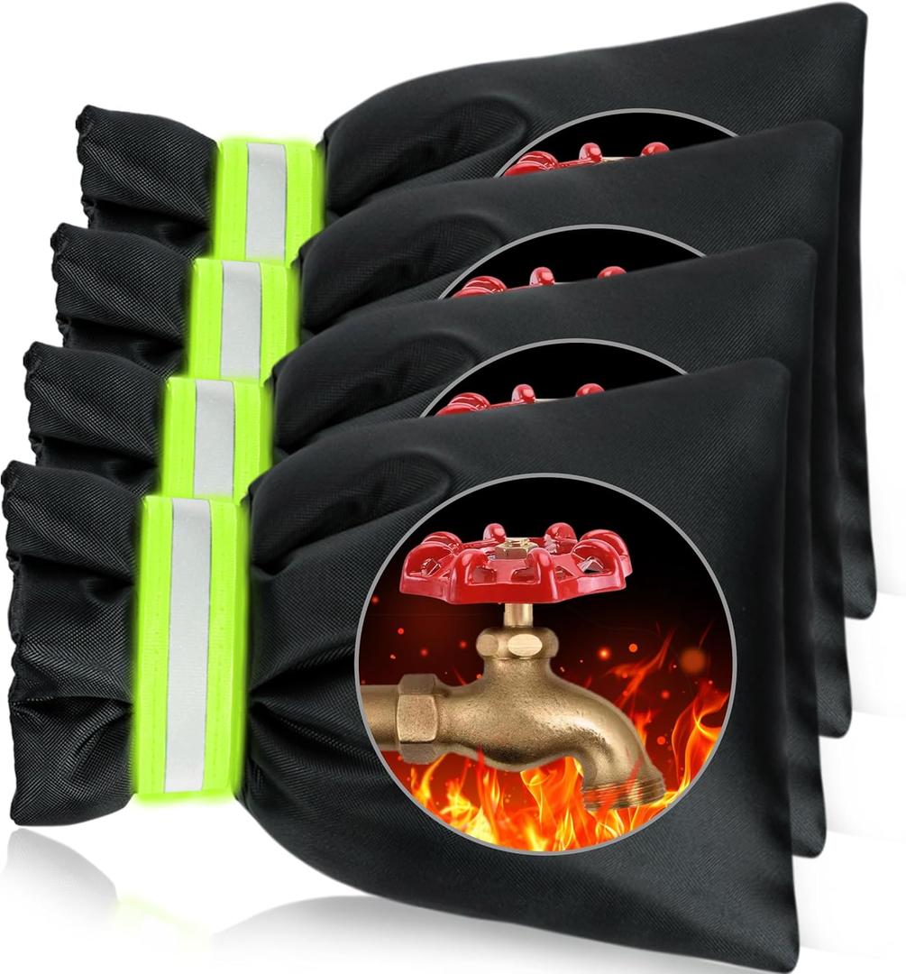 Outdoor Faucet Covers for Winter Freeze Protection 4 Pack Reusable Garden Faucet Cover Socks for Various Faucet Water Spigot Pipe Hose Bib,Waterproof Insulated Anti-Freeze Covers-Reflective Velcro