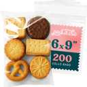 6" X 9" Self Sealing Cellophane Bags (200 Pack) - Clear Cookie and Pretzel Rod Bags With Seal for Baked Goods Packaging, Cookie Wrappers, Bakery Packaging, Bake Sale, Candy, Treats, Goodies, Gifts