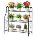 SORCEDAS Plant Stand Indoor Outdoor Plant Shelf 3 Tier Metal Corner Flower Stand Multiple Holder for Patio Garden Balcony Living Room, Dark Grey