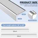 5 Packs 48" Aluminum Stair Nosing, Peel and Stick Stair Treads Staircase Stair Edge Protector Stair Nose Molding Trim for Indoor & Outdoor and Waterproof (Silver)
