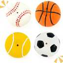 CHIWAVA 4 Pack 2.4" Squeak Latex Puppy Dog Toy Ball Sports Balls Sets Fetch Interactive Toy for Small Dogs