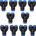 1/2" OD Push to Connect Y Spliter 3 Way Wye Quick Push Lock Adapters (Pack of 10)