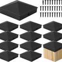 VIVIDA 4x4 Aluminum Post Caps(Actual 3.5" x 3.5"), Black Metal Fence Post Caps with Waterproof Matte Powder Coated, for Wooden Fence, Deck, Mailbox, Patio, Screw & Driver Bit Included, 12 Pack