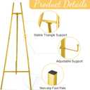 CroBlissful Gold 50" Easel Stand for Wedding Sign Adjustable 3Tier Height Display Easel with Chain Heavy Duty Floor Tripod for Welcome Wedding Sign Painting Canvas Baby Shower Party Poster (Metal)