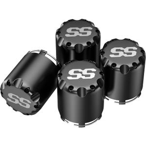 SS Golf Cart Wheel Center Caps-4 Pack,Fits EZGO,Club Car,Yamaha - 2.75" Black Hub Caps for 8, 10, 12 inch Rims,Push-in Style,Height 3.21"