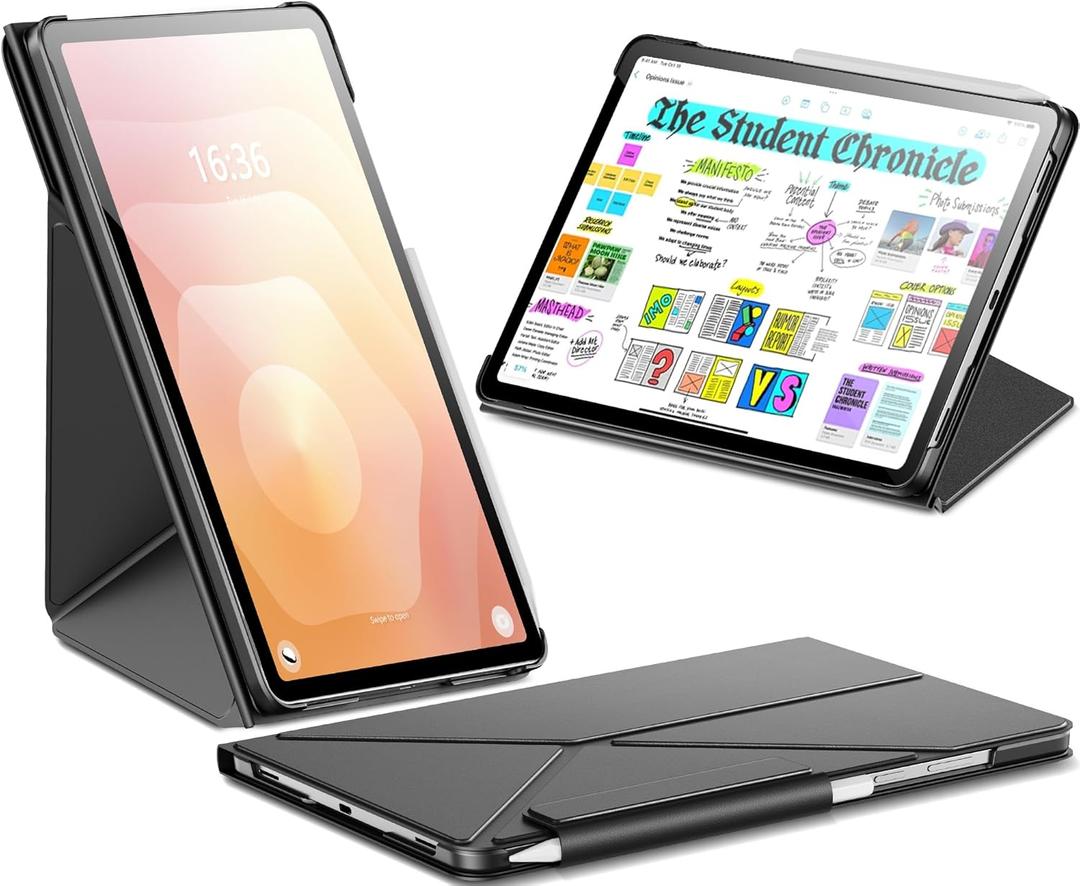 INFILAND Case for Samsung Galaxy Tab S11 2025 11 Inch 5G (SM-X736B/SM-X730),Slim Magnetic Protective Cover with Multi-Angle Origami Stand, Auto Wake/Sleep Function (Black)