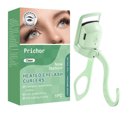 Heated Eyelash Curler, Fast 5s Heat up, 24 Hours Long Lasting, Rechargeable Electric Lash Curler, Temperature Control, Safe Anti-Burn Eye Lash Curler, Quick Natural Curling Lashes (Green)