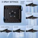 ELLO&ALLO Matte Black Bathroom Shower Faucet Set with Valve, Rainfall Shower Head with Handheld Combo