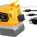 Ecarke 200W Portable Power Inverter Compatible with DeWALT 20V Battery, DC 20V to AC 110V Power Station with 1 AC Outlet, 2 USB, 1 Type-C & LED Light, for Outdoor Emergency Use (No Battery) (Yellow)