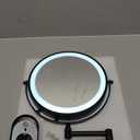 8" LED Wall Mounted Makeup Mirror Black, Upgrade Auto Off LED Shaving Mirror Touch Screen Adjustable Light Double Sided 1X/5X Magnifying Powered by 4 x AAA Batteries (Not Included) 1X/5X