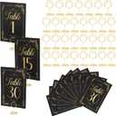 31 Sets Table Number Cards with Holders, Gold Black Table Numbers 1-30 and Head Table Holder 2 Inch Wedding Table Numbers Stand Place Card for Restaurants Party Centerpieces