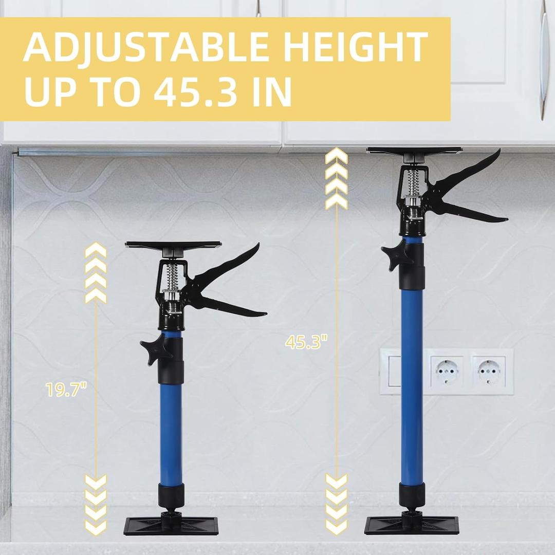 2-Pack Cabinet Jack Support Pole, Heavy Duty Adjustable 3rd Hand Support System with 154 LBS Capacity for Installing Cabinets, Telescopic Quick Support Rod from 19.7 to 45.3 inches