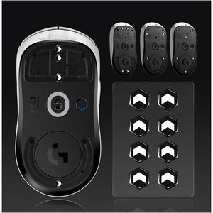 immoenuc Universal Glass Mouse Skates Smooth Durable Thin Ultra Strong Glass Mouse feet Game Mouse Accessories 6mm*8 Pieces for All Mouse DIY Hexagon（Forward Black）