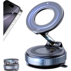 Vacuum Magnetic Car Phone Holder,360 Adjustable Vacuum Suction Cup Phone Mount for MagSafe Cell Phone Holders for Your Car/Gym/Mirror Mount for iPhone & Android