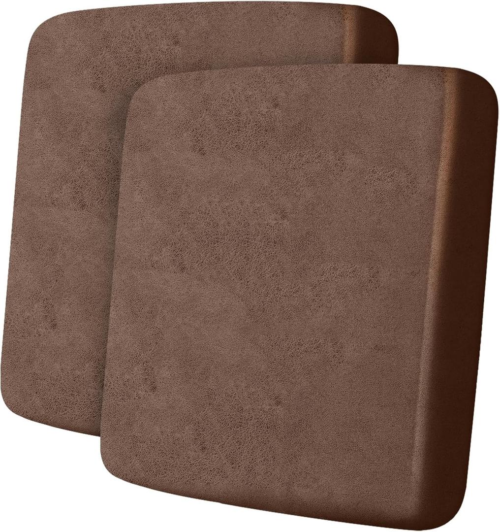 Leather Look Couch Cushion Covers Sofa Seat Slipcovers Sets Couches Furniture Protector for Sectional Armchair Loveseat Pets Kids Stretch Spandex Fabric (2 Cushion Sofa, Brown)