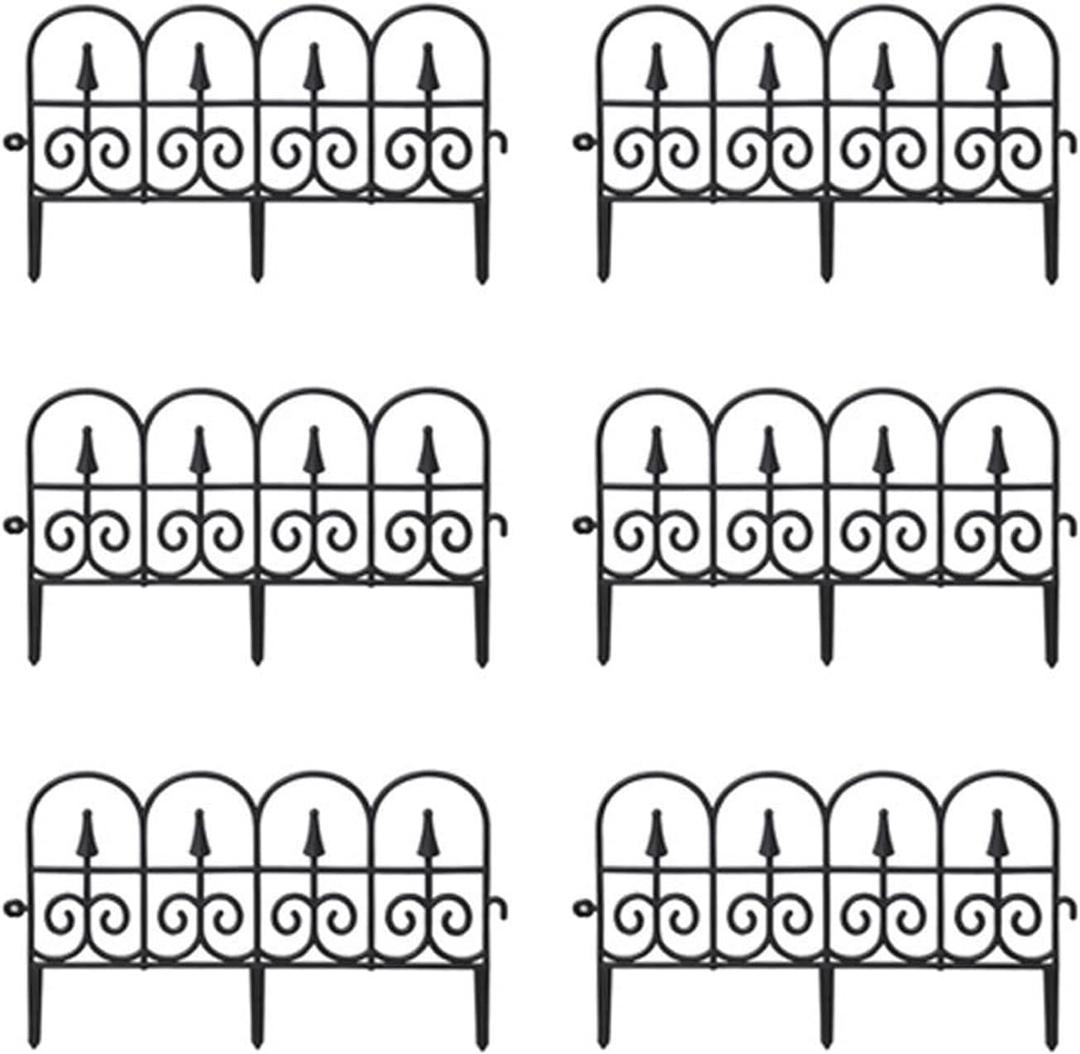 PP Garden Fence Insert Plastic Fence Garden Picket Fence Edgings Lawn Flowerbeds Plant Borders Decorative Garden Yard Outdoor Products No Dig Fence, 6 PCS